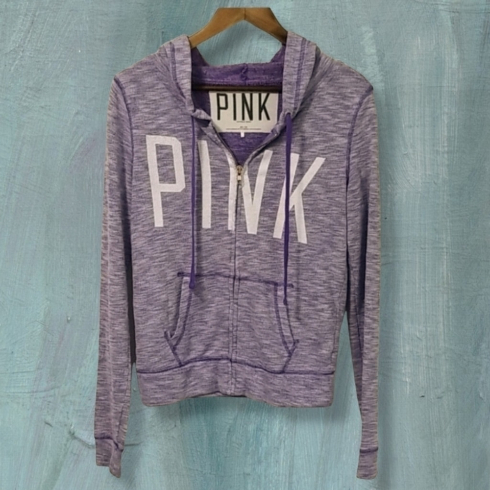 Victoria's Secret PINK Women's Hoodie Size XS 1/4 Zip Pull Over Purple